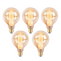 Sada 5 LED žiaroviek G95 E27 5W 1800K jantárová 3-stupňovo stmievateľná