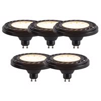 Sada 5 stmievateľných LED AR111 čiernych 8W 600lm 2700K s päticou GU10