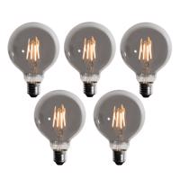 Sada 5 stmievateľných LED žiaroviek E27 dymová G95 5W 200 lm 1900K