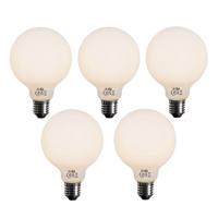 Sada 5 stmievateľných LED žiaroviek E27 opálové G95 5W 450lm 3000K