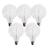 Sada 5 stmievateľných LED žiaroviek E27 so špirálovým vláknom G125 4W 270 lm 2200K