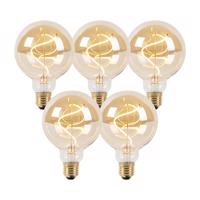 Sada 5ks E27 stmievateľných LED žiaroviek so špirálovým vláknom G95 goldline