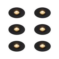 Sada 6 ks Moderné zapustené bodové čierne 12 cm - Buco
