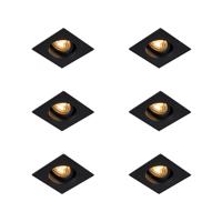 Sada 6 moderných zapustených bodových svetiel čierna 9,3 cm otočné a naklápacie - Chuck