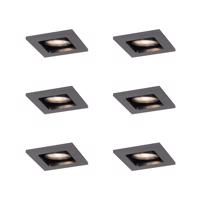 Sada 6 moderných zapustených bodových svetiel Gunmetal GU10 50mm okrúhle naklápacie - Qure