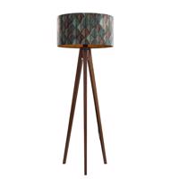 Stojacia lampa z orechového dreva s velúrovým tienidlom s dizajnom listov 50 cm - Tripod Classic