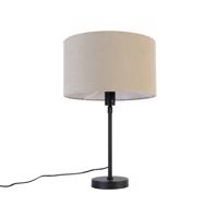 Stolná lampa čierna nastaviteľná s tienidlom svetlohnedá 35 cm - Parte