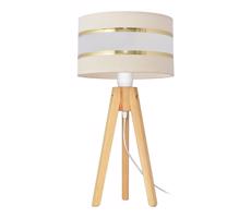 Stolná lampa HELEN 1xE27/15W/230V krémová/zlatá/borovica