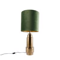 Stolová lampa Bronzový zamatový tienidlo zelená so zlatom 40 cm - Bruut