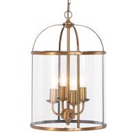 Vintage závesná lampa bronzová s čírym sklom 4-svetlá - Pimpernel