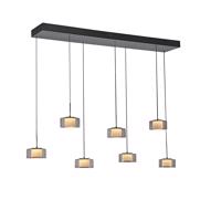 Závesná lampa čierna s dymovým sklom vrátane LED 7-svetiel Easylift - Rika