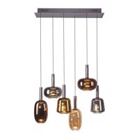 Závesná lampa čierna s viacfarebným sklom vrátane LED 6-svetiel Easylift - Irides